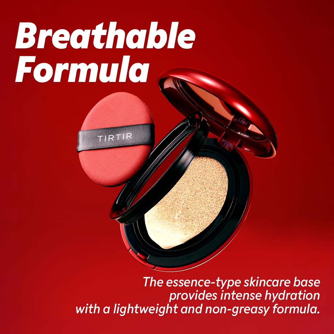[*Mini Size*] TIRTIR Mask Fit Red Cushion Foundation | Full coverage, Weightless, Skin fit, Satin Glow Finish, Korean Makeup, beauty, Tattoo cover up, Buildable (#15C Fair Porcelain, 0.15 Fl Oz) - Medaid International