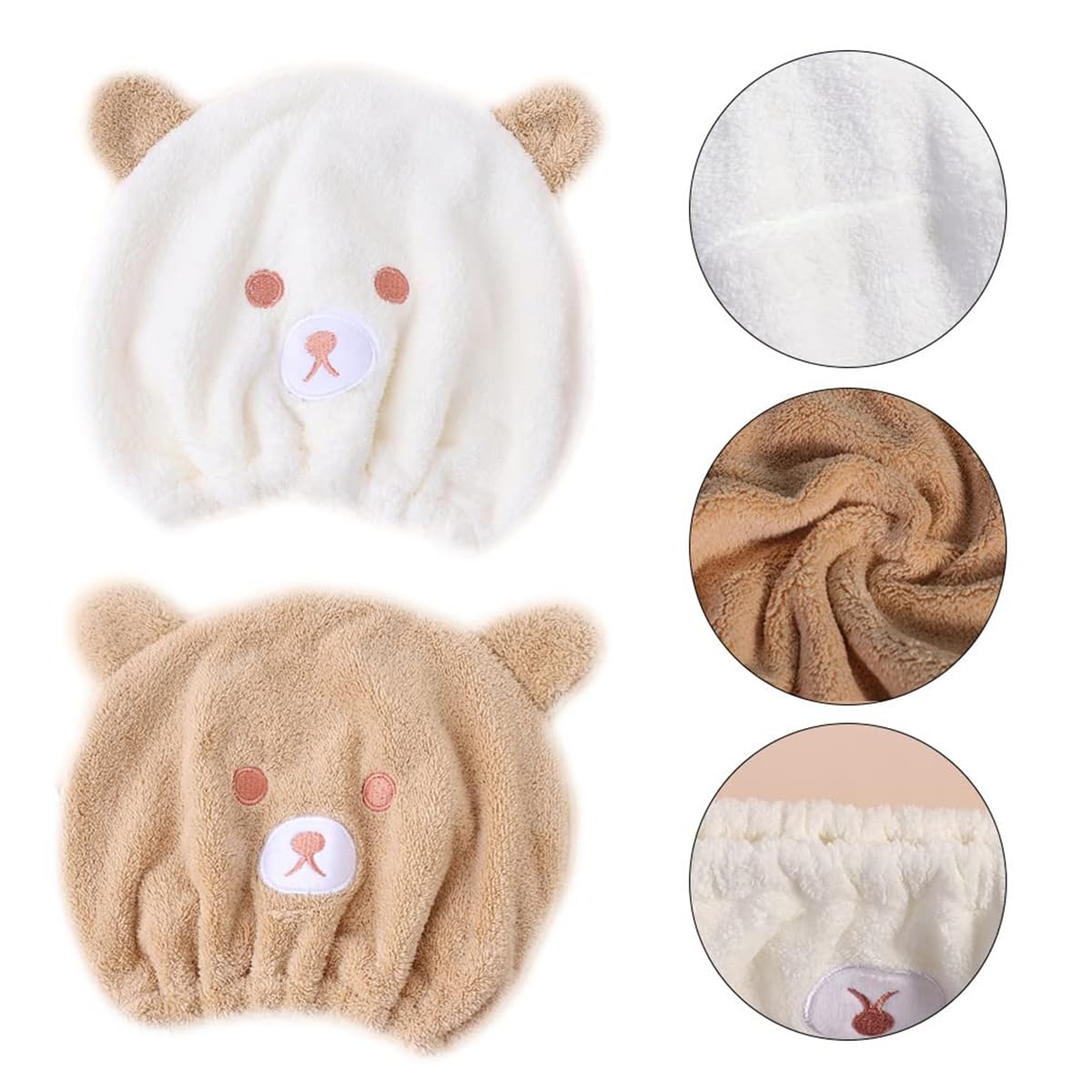 TERRIFI Kid's Hair Drying Wrap Hat, 2 Pcs Cute Absorbent Soft Microfiber Quick Dry Hair Turban Towels for Girls Kids, Quick Drying Bath Cap