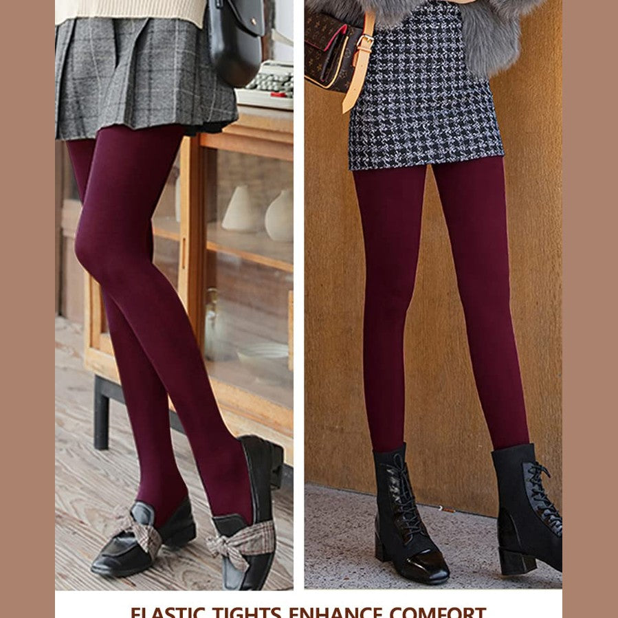 VERO MONTE 1 Pair Womens Opaque Fleece Lined Tights Thermal Pantyhose (WINE) - Medaid International