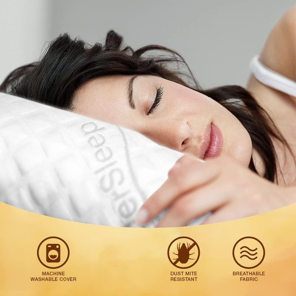 WonderSleep Premium Adjustable Loft [Queen Size 2-Pack] - Shredded Memory Foam Pillow for Home & Hotel Collection + Washable Removable Cooling Bamboo Derived Rayon Cover - 2 Pack Queen - Medaid International