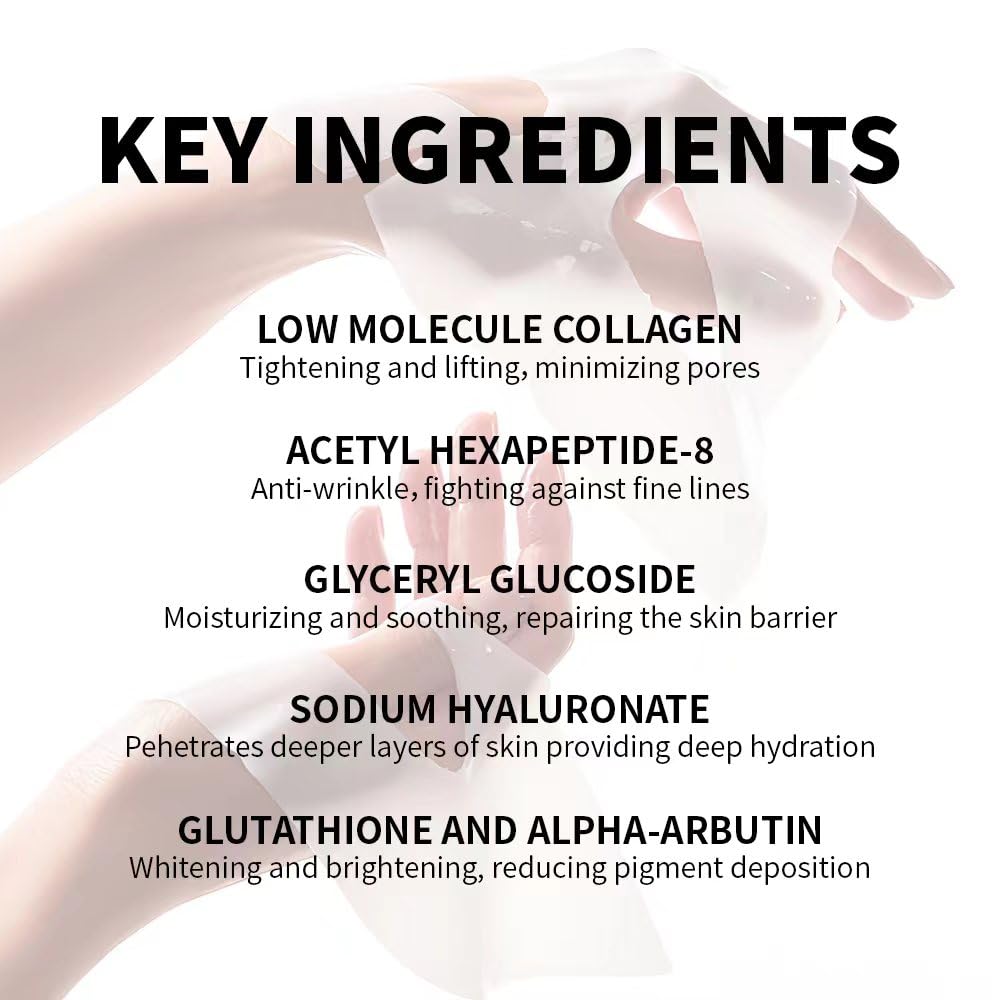 MUQIAN Rosemine Deep Collagen Anti-Wrinkle Lifting Overnight Mask Facial sheet masks with low molecular weight collagen for lifting, firming, and moisturizing 5 Packs - Medaid International