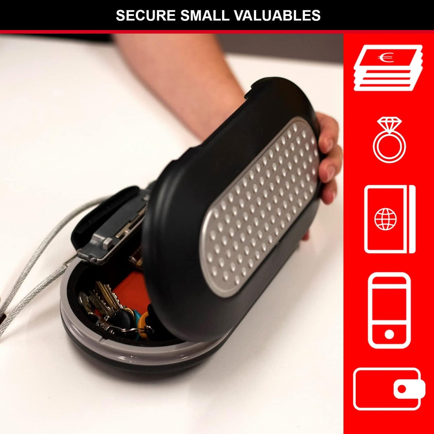 MASTER LOCK Mini Portable Safe With Cable] [Combination] [Black] 5900EURD - Keep your belongings safe when you are on the go
