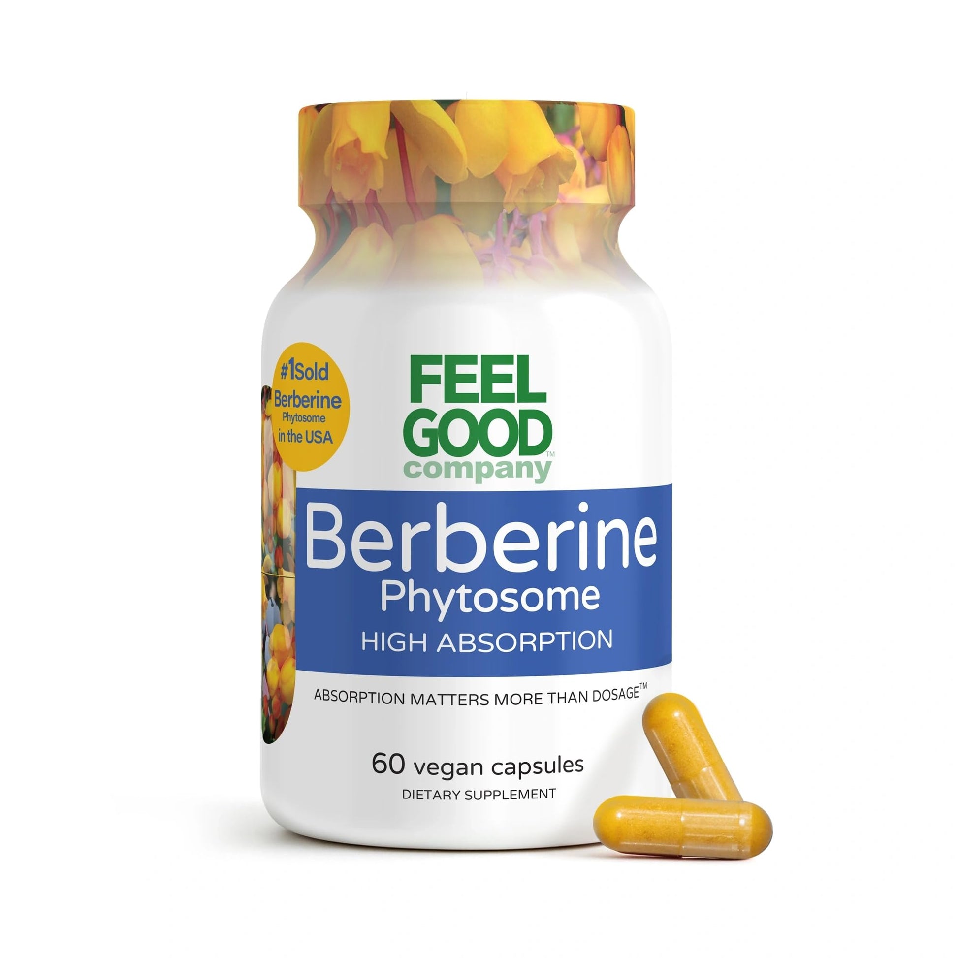 Feelgood Superfoods Berberine - High Absorption - 2200mg Equivalent - Herbal Supplement - Lower Blood Glucose - Helps Cholesterol - 60 Capsules - Medaid International
