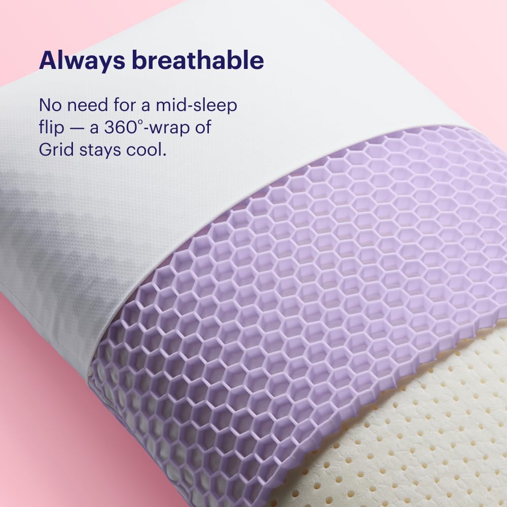 Purple Harmony Pillow - King Medium, Greatest Pillow Ever Invented, 360º Hex Grid & Talalay Latex Core - No Pressure Support, Stays Cool, Luxurious Comfort - Medaid International