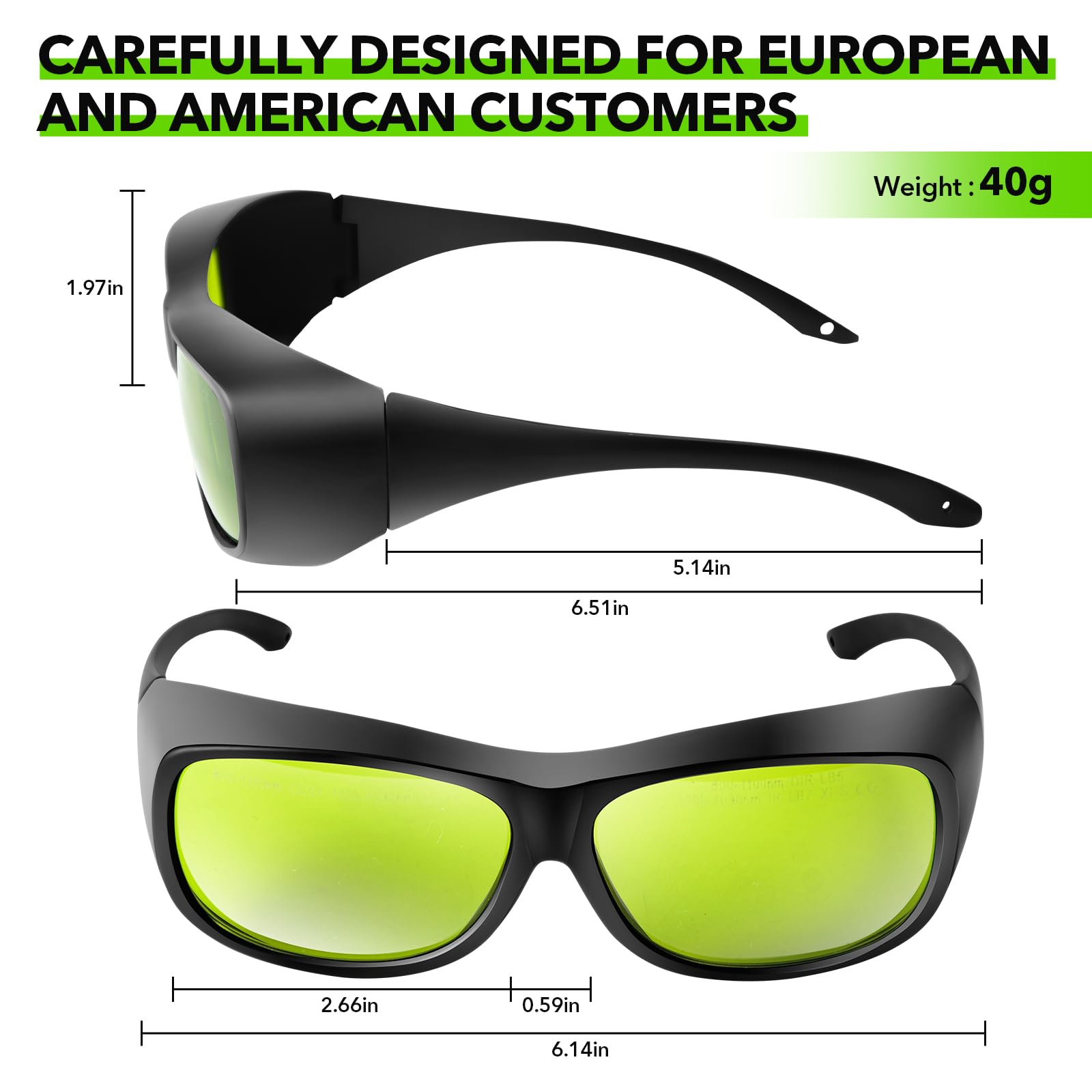 TRQWH Laser Safety Glasses OD7+ 800nm-1100nm Professional Laser Glasses Eye Protection Goggles with CE FDA for Laser Welding/Laser Cutting/Laser Cleaning/Laser Marking - Medaid International