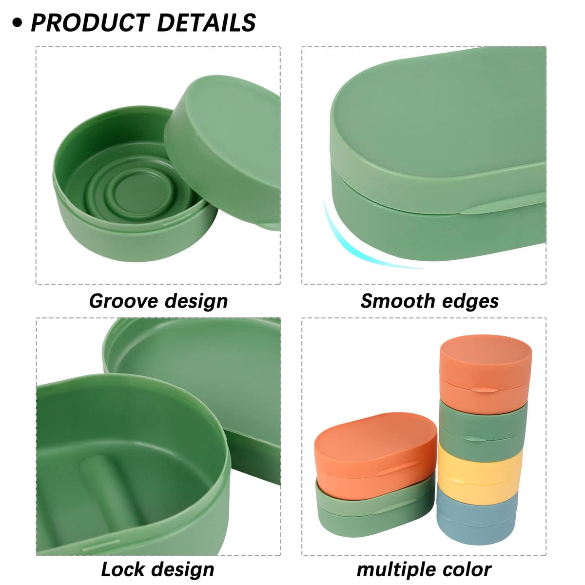 TERRIFI Travel Soap Box Holder Case, 4 Pcs Portable Leak Proof Round Soap Dishes Container with Lid for Shower Gym Bathroom(4 Small)