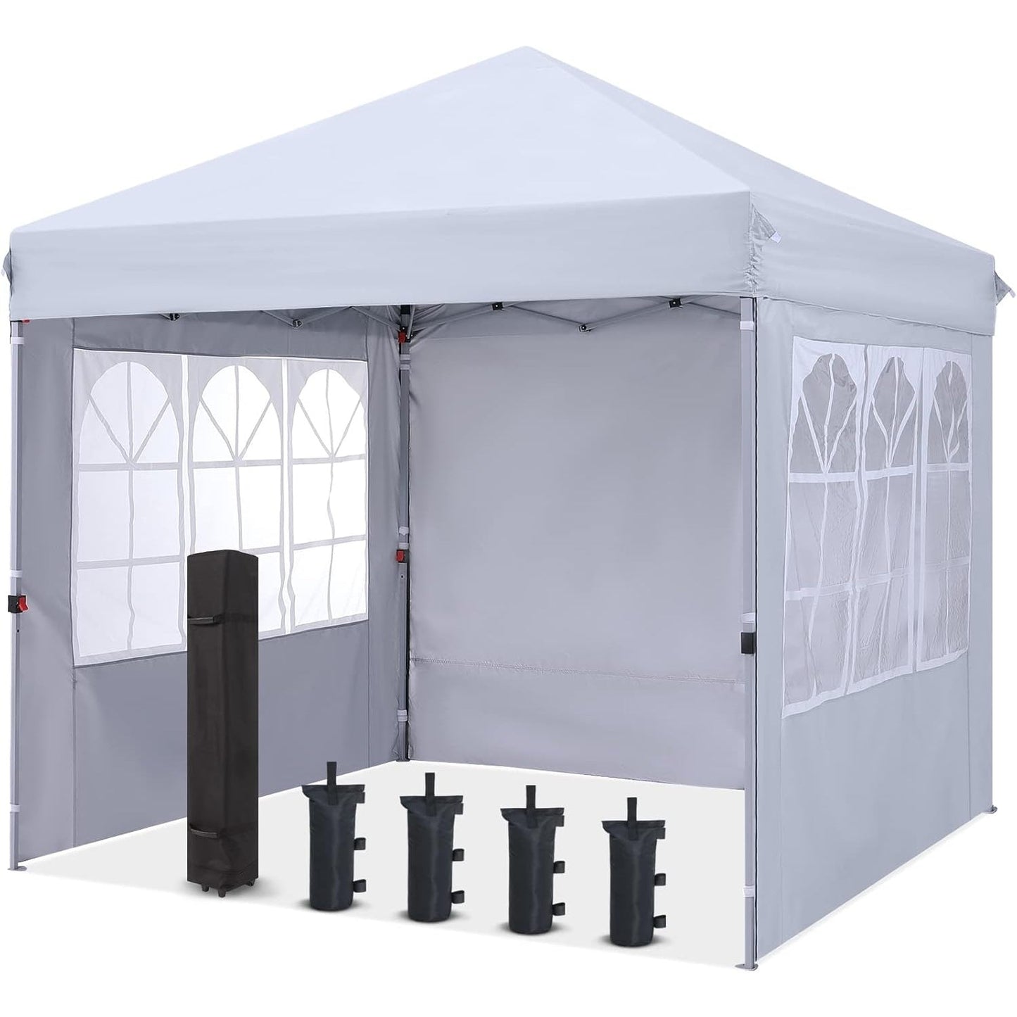 COOSHADE 10X10Ft Pop up Canopy Tent Enclosed Instant Folding Canopy Shelter with Elegant Church Window Outdoor Pavilion Cater Party Wedding BBQ Events Tent(Black) - Medaid International