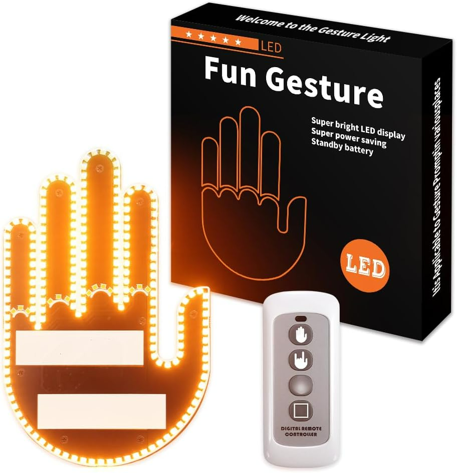 LED Hand Signal Car 3 Modes Middle Finger for Car Rear Window Road With Remote Control - Medaid International