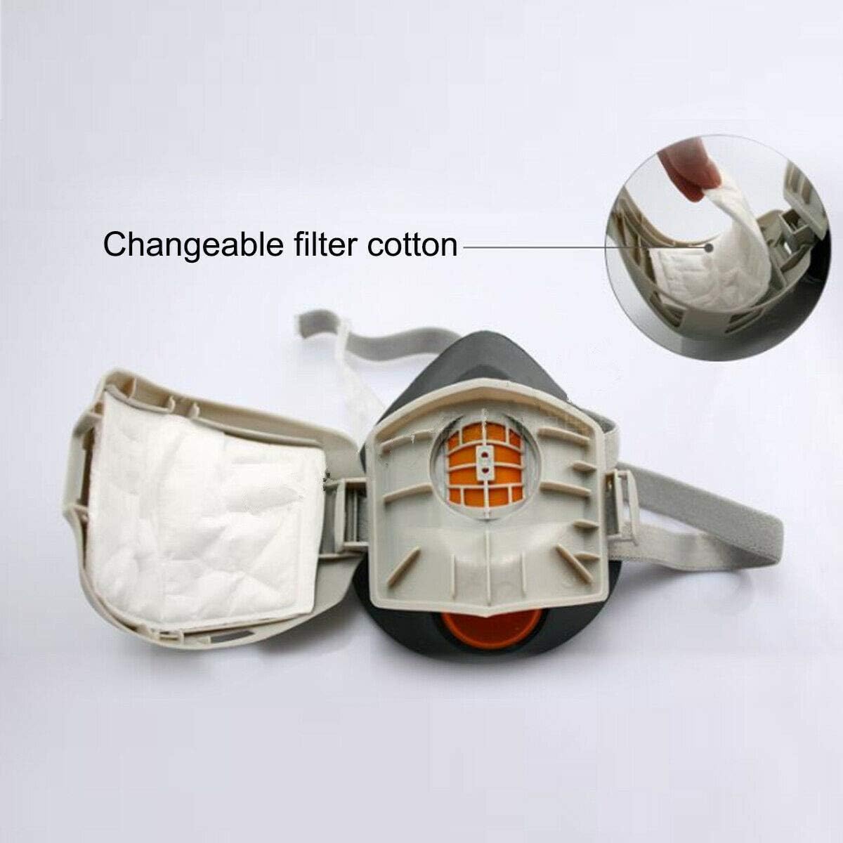 Reusable Dust Half Respirator Chemical Anti-Dust Paint Welding Safety Industrial Mask (1Pcs Rubber Mask+10 Pcs Cotton Filters)