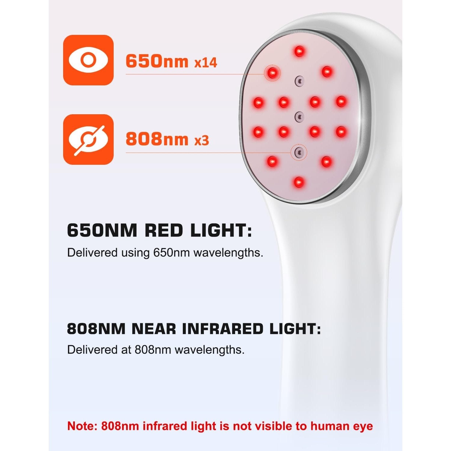 Holsn Red Light Therapy Infrared Light Tharepy, Red Light Device for Bodypain Relief, Joint, Muscle & Tissue 14 * 650nm + 3 * 808nm - Medaid International