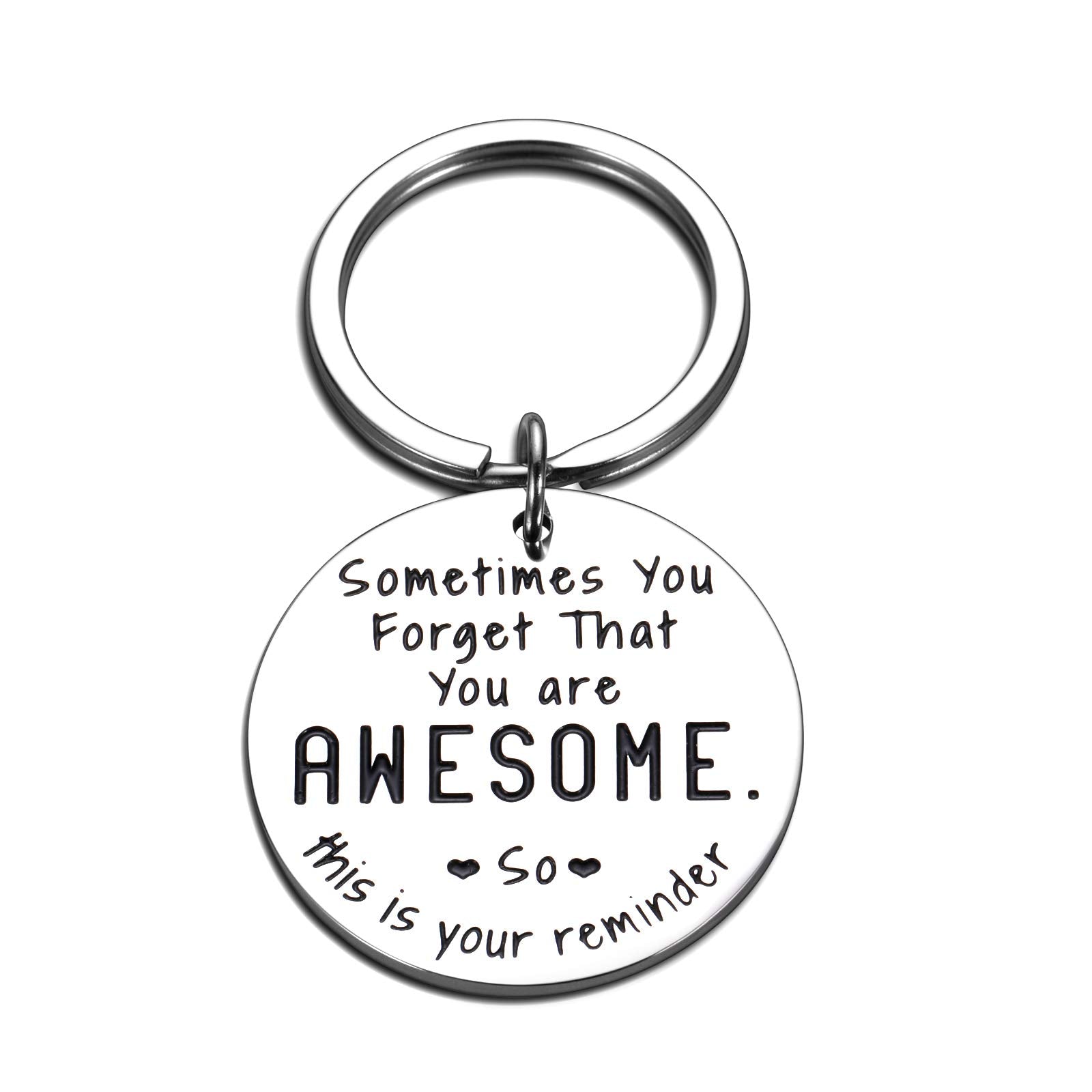 SYGUNAR Funny Inspirational Keychain Gifts Birthday Christmas Gifts for Best Women Men Friend BFF Him Her Thank You Gift for Coworker Boss Graduation Gift for Daughter Son Students Thanksgiving Key Chain, Silver, Small - Medaid International