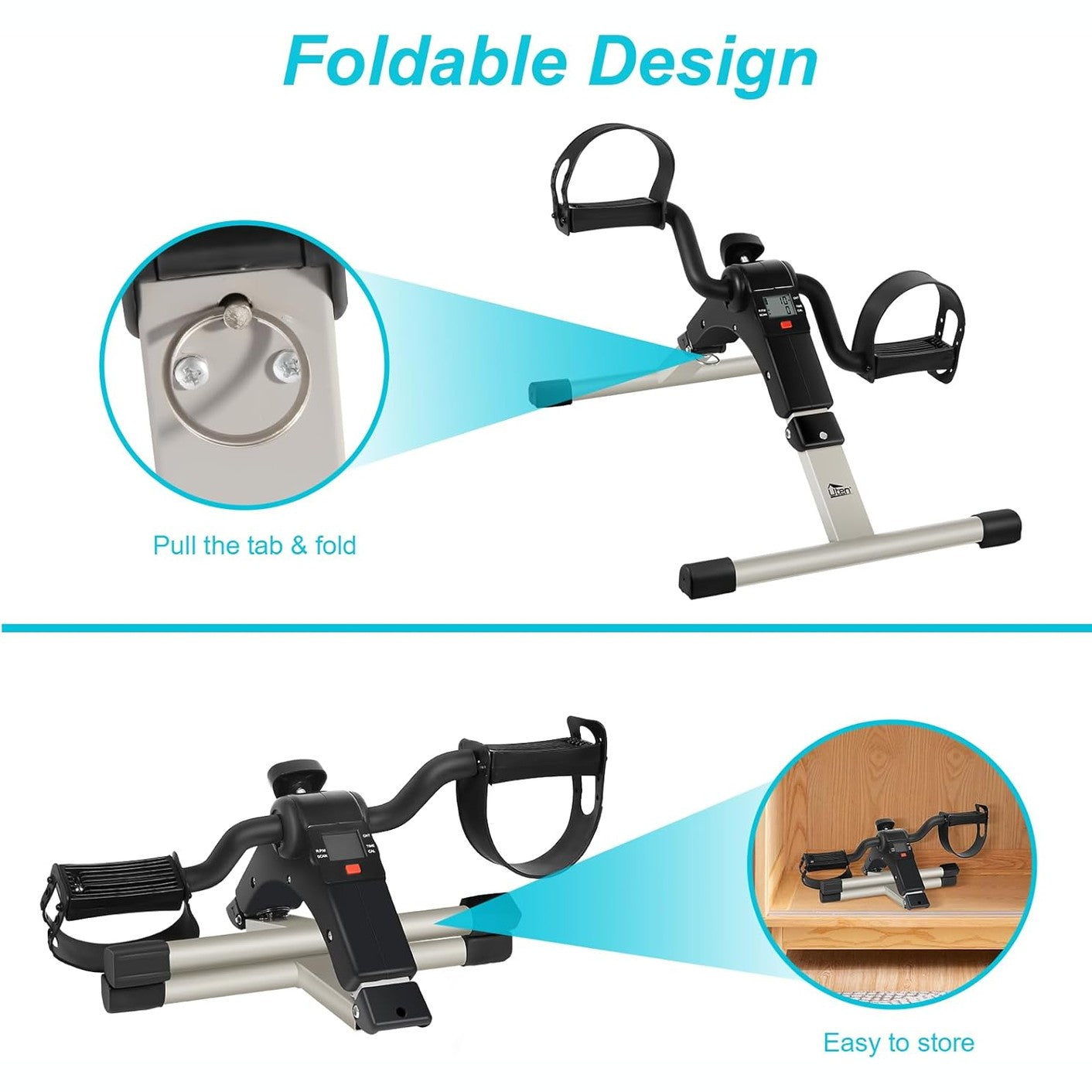 Folding Pedal Exerciser Mini Exercise Bikes Arm and Leg Exercise Peddler Machine