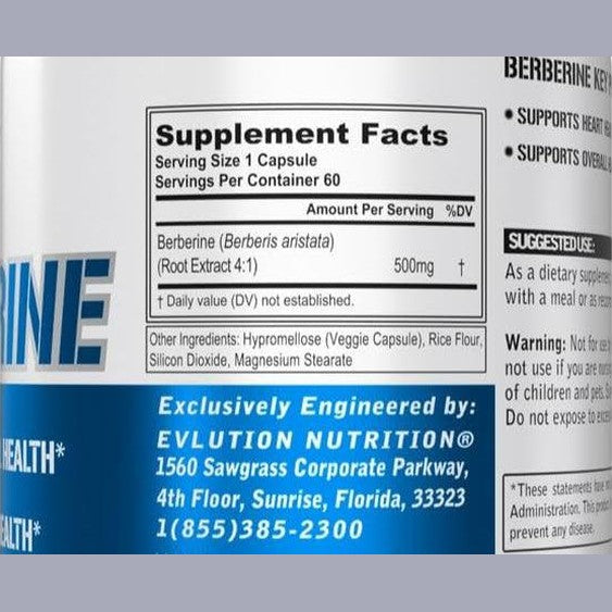Evlution Nutrition Berberine, 500mg, 60 Capsules