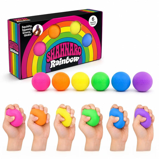 Rainbow Stress Balls 6 Pack for Kids & Adults, Mini Soft Squeeze Stress Balls, Sensory Fidget Toys, Colorful Stress Balls, Classroom Rewards, Party Favors, Birthday Gifts, Desk Toy