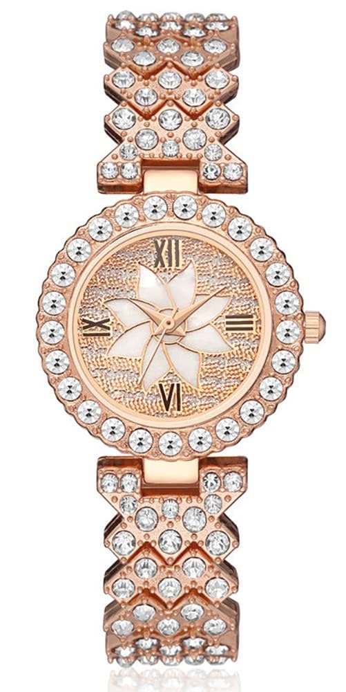 KASTWAVE Luxury Women Wrist Watches, Fashion Casual Quartz Watch Ladies Watch, Watch Luxury Crystal Rhinestone Diamond Wrist Watch Stainless Steel Fashion Bling Iced-Out Watch