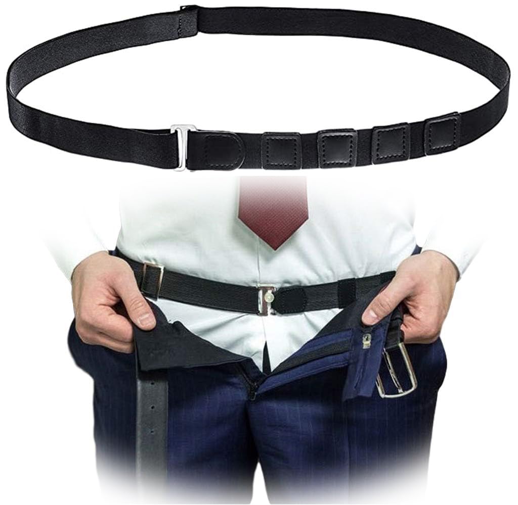 KASTWAVE Upgrade Men Shirt Stays Shirt Lock Belt, Adjustable Elastic Shirt Holder Keeps Shirt Tucked in for Police Military