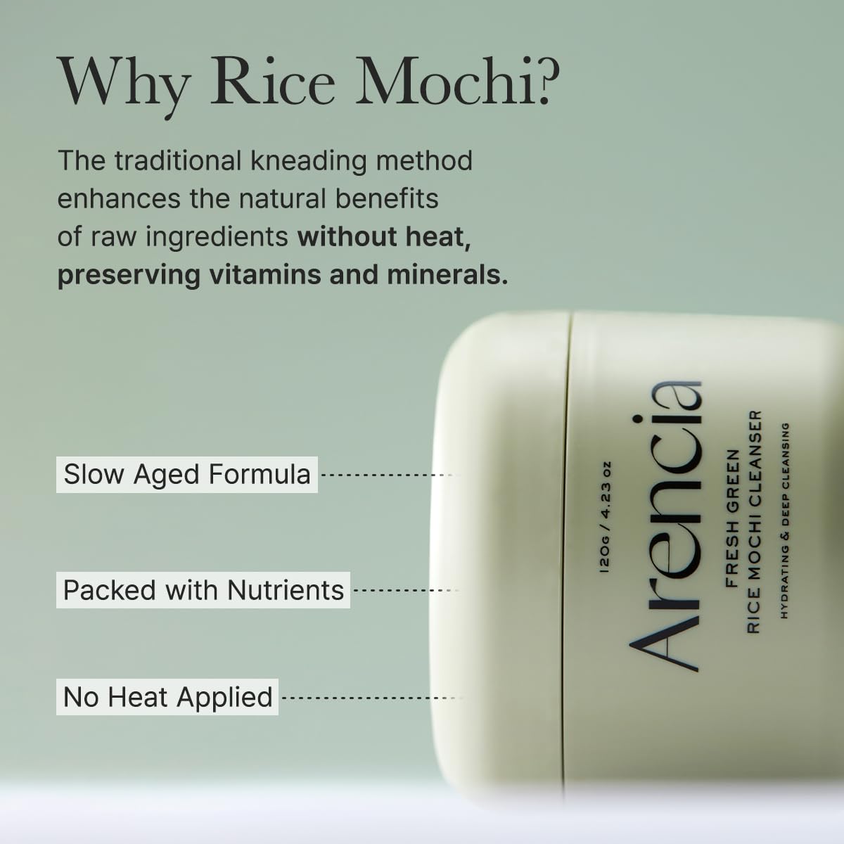 ARENCIA Korean Rice Mochi Face Cleanser - Face Wash, Gentle Scrub All in One for Deep Cleansing, Moisturizing, Pore Minimizing, Acne-Prone Skin, Removing Blackhead with Rice Water & Green Tea - Medaid International