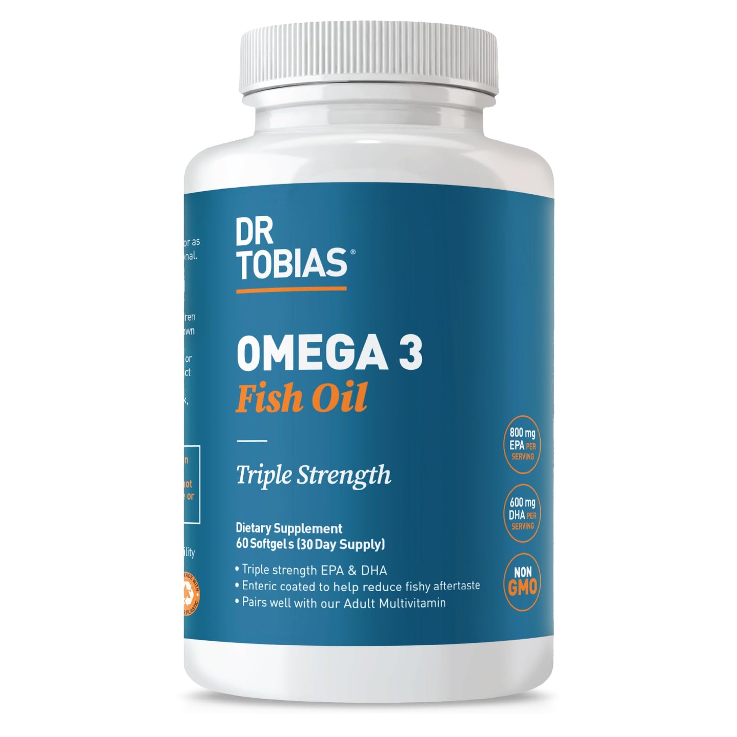 Dr. Tobias Omega 3 Fish Oil, 2000mg Triple Strength with 800mg EPA 600mg DHA Per Serving, Fish Oil Omega 3 Supplements for Heart, Brain & Immune Support, 60 Softgels, 30 Servings - Medaid International