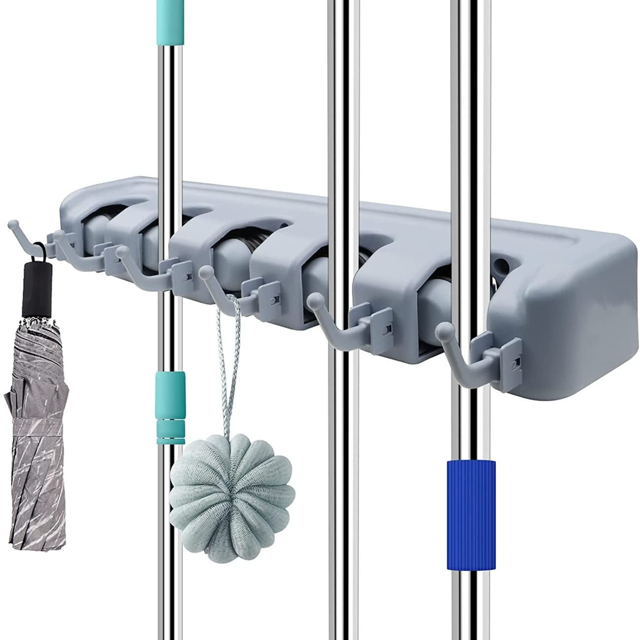 Wall Mount Mop Holder  with Hooks Heavy Duty