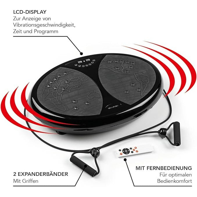 VITALmaxx Black Vibration Plate – 99 Levels, 10 Programs, Made in Germany
