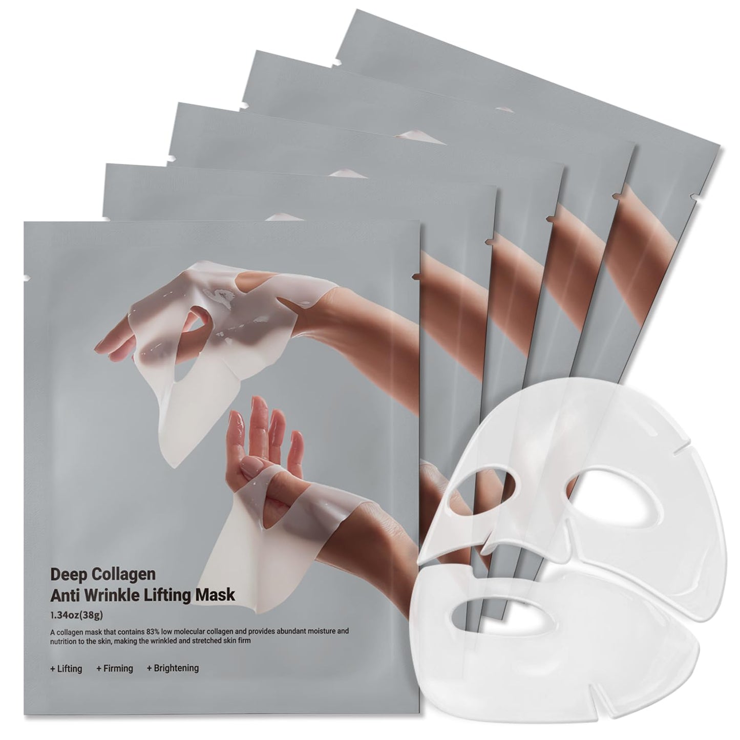 MUQIAN Rosemine Deep Collagen Anti-Wrinkle Lifting Overnight Mask Facial sheet masks with low molecular weight collagen for lifting, firming, and moisturizing 5 Packs - Medaid International