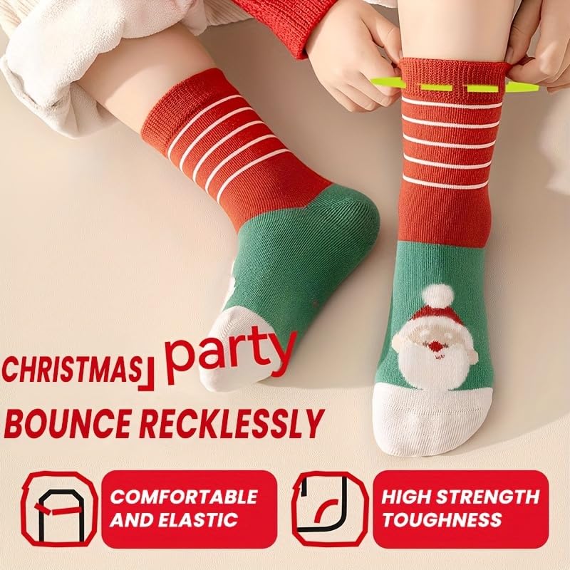 5 Pairs Christmas Socks, Christmas Reindeer Series, Comfortable Unisex Mid-Calf Socks, Cartoon for All Seasons - Medaid International