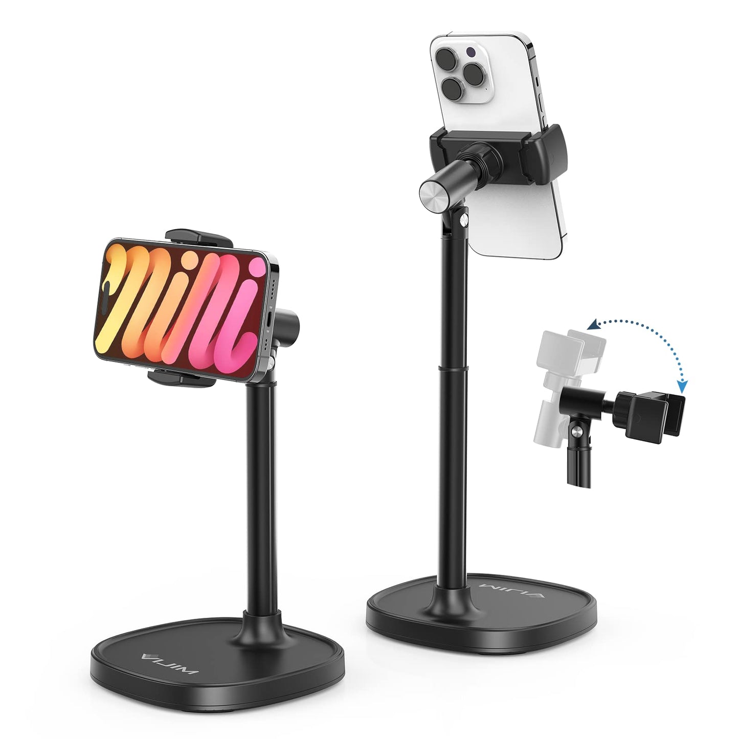 ULANZI Cell Phone Stand Mount for Desk, Vijim HP004 Adjustable Height & Angle Phone Holder, 360 Degree Rotating Desktop Phone Stand Compatible with iPhone, Samsung and All Phones - Medaid International