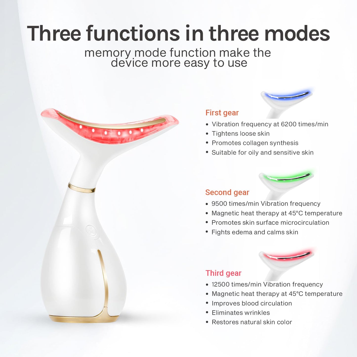 Red Light Facial Massager, Skin Care Tools for Face & Neck Beauty Device, 3 in 1 Face Massager Tool with LED, Thermal, Vibration, Tightenings, Rejuvenation for Women - Medaid International