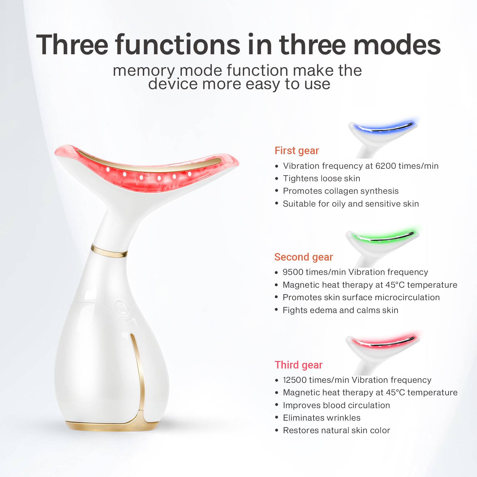 Red Light Facial Massager, Skin Care Tools for Face & Neck Beauty Device, 3 in 1 Face Massager Tool with LED, Thermal, Vibration, Tightenings, Rejuvenation for Women - Medaid International