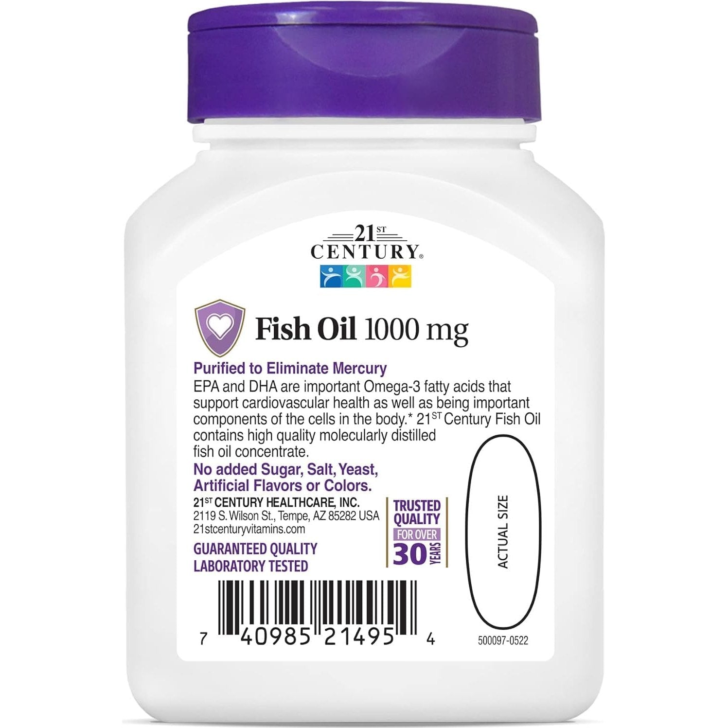 21st Century Fish Oil 1000 Mg Softgels, 60 Count (Pack of 2) - Medaid International