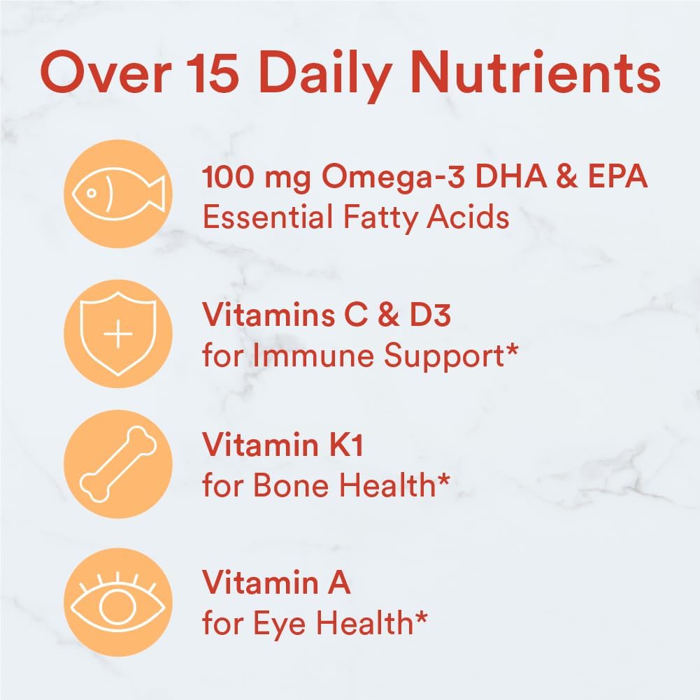 SmartyPants Kids Multivitamin Gummies: Omega 3 Fish Oil (EPA/DHA), Vitamin D3, C, Vitamin B12, B6, Vitamin A, K & Zinc - 120 Count (30 Day Supply) - Medaid International