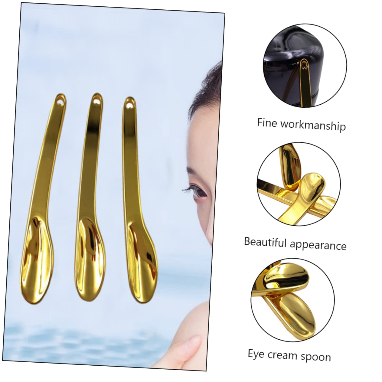 HEALLILY 5pcs Makeup Supply Zinc Alloy Face Cream Eye Cream Spoon for Skincare Golden Facial Mask Scoop Travel-friendly Design - Medaid International