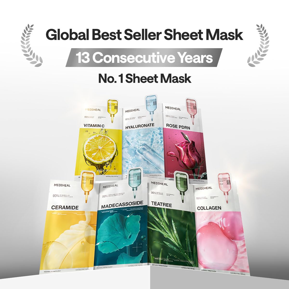 Mediheal Ceramide Essential Sheet Mask Moisture Barrier 10 pcs. 90% Ceramide & 4X Ceramide Liposome Technology for intense hydration and strengthening the barrier. Vegan formula - Medaid International