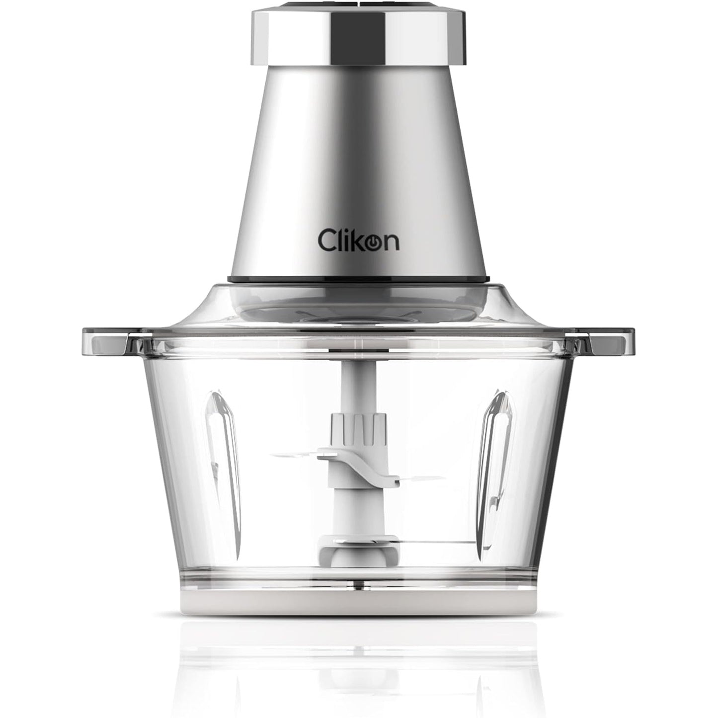Clikon 2 Litre Electric Food Chopper/Meat Processor with Garlic Skin Peeler Attachment, 2 Speed Setting, Detachable Stainless Steel Quad Blades, 350 Watts, 2 Year Warranty, Silver - Medaid