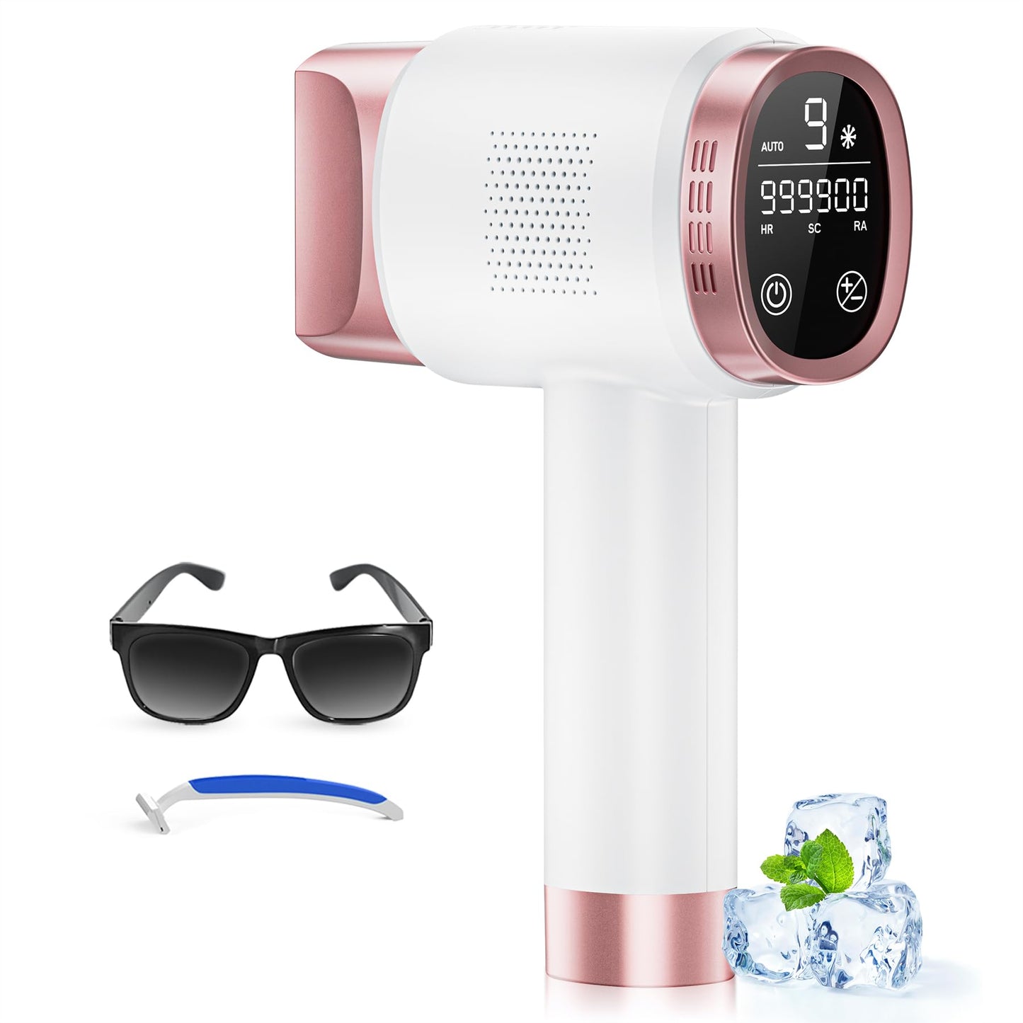 Aopvui Laser Hair Removal for Women and Men, IPL with Ice-Cooling System for Nearly Painless And Long-Lasting Result At-Home Permanent Hair Removal Device 999999 Flashes for Whole Body Use - Medaid International