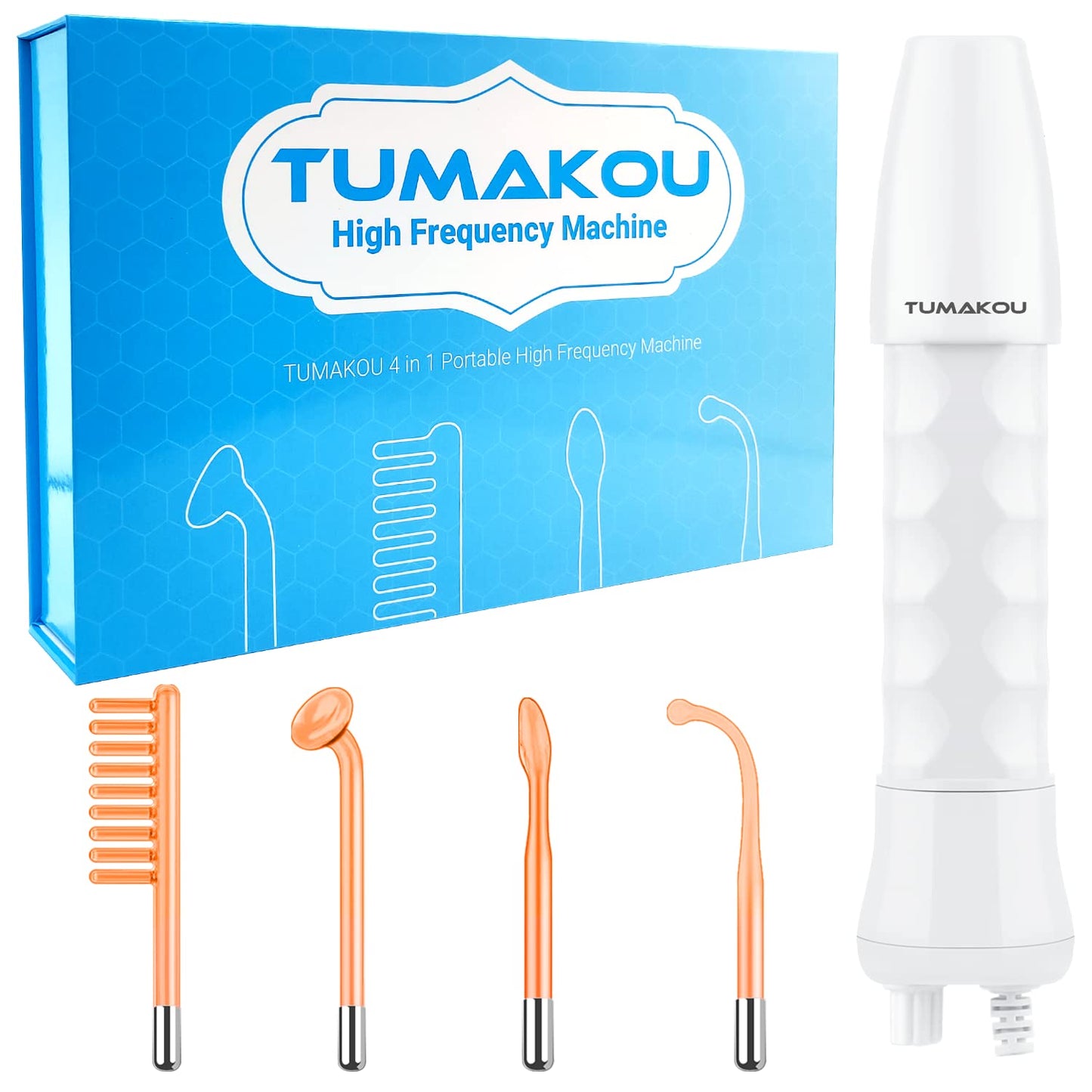 High Frequency Facial Machine - TUMAKOU Portable Handheld High Frequency Facial Skin Wand Machine with 4 Different Tubes - Medaid International