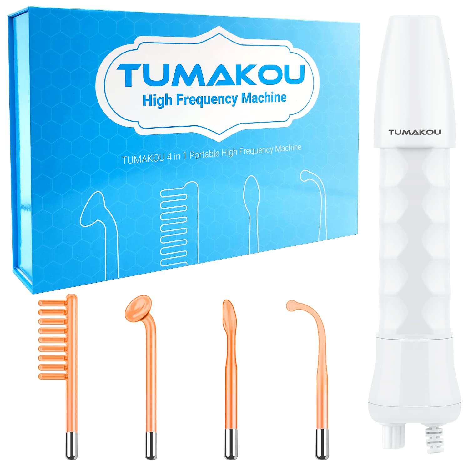 High Frequency Facial Machine - TUMAKOU Portable Handheld High Frequency Facial Skin Wand Machine with 4 Different Tubes - Medaid International