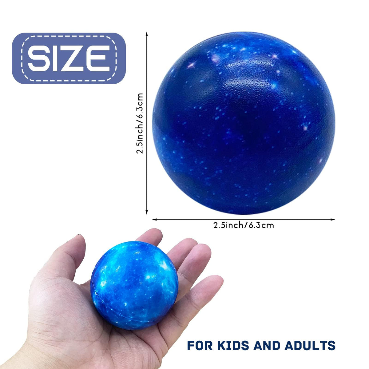 Kastwave Galaxy Stress Balls, 24 Pcs Space Theme 2.5 Inch Balls Mini Relief Ball, Fidget Toy Anxiety Toys, For School Reward Birthday Party Favor Gifts