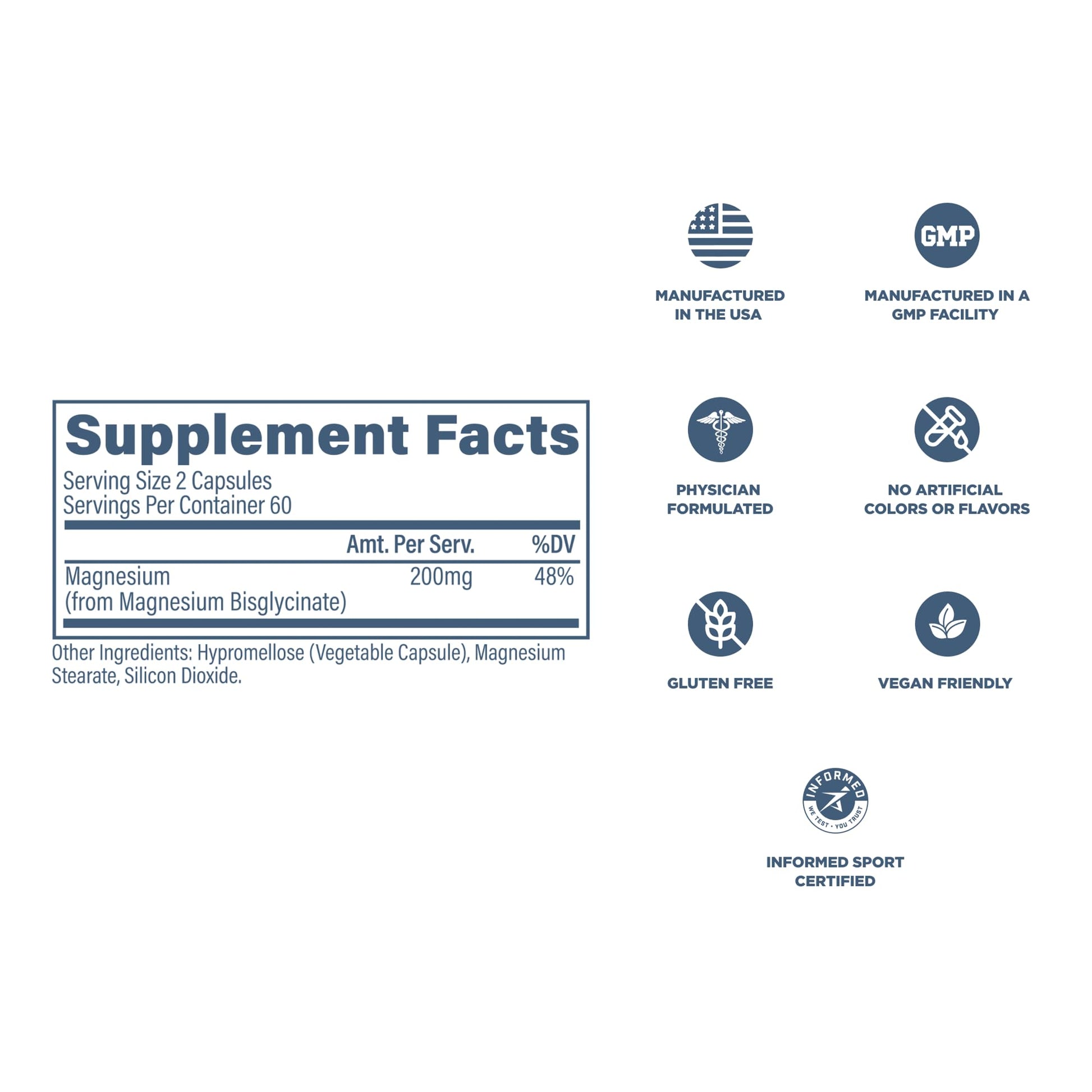Revive MD Pure Magnesium Glycinate 200mg – High Absorption Supplement for Relaxation, Stress Relief, Sleep & Memory Support – Promotes Strong Bones, Healthy Nerve & Muscle Function (60 Servings) - Medaid International