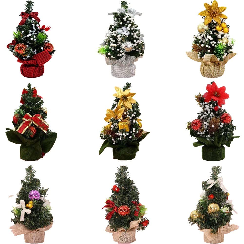 20cm Mini Christmas Tree Ornaments for Tabletop Decorations, Small Artificial Christmas Tree with PVC and Cloth Material, 65g Weight - Medaid International