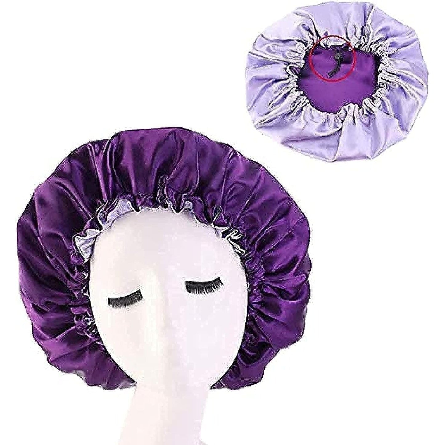 Women's Adjustable Reversible Satin Bonnet - Soft Double Sided Sleep Cap, Protects Natural Hair, Assorted Colors (Black) - Medaid International