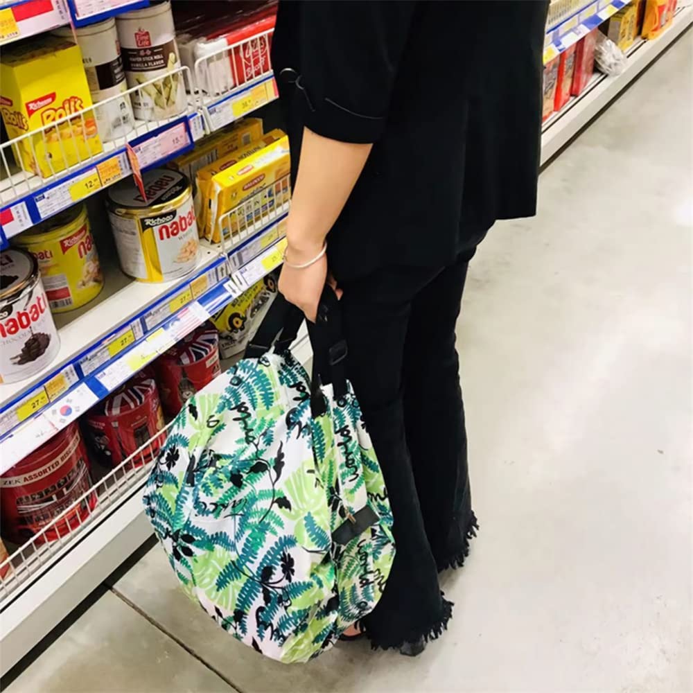 TERRIFI 2-Pcs Reusable Recycling Grocery Bags with Handles, Foldable Washable Shopping Bags, Waterproof Large Capacity Shopping Tote Bag