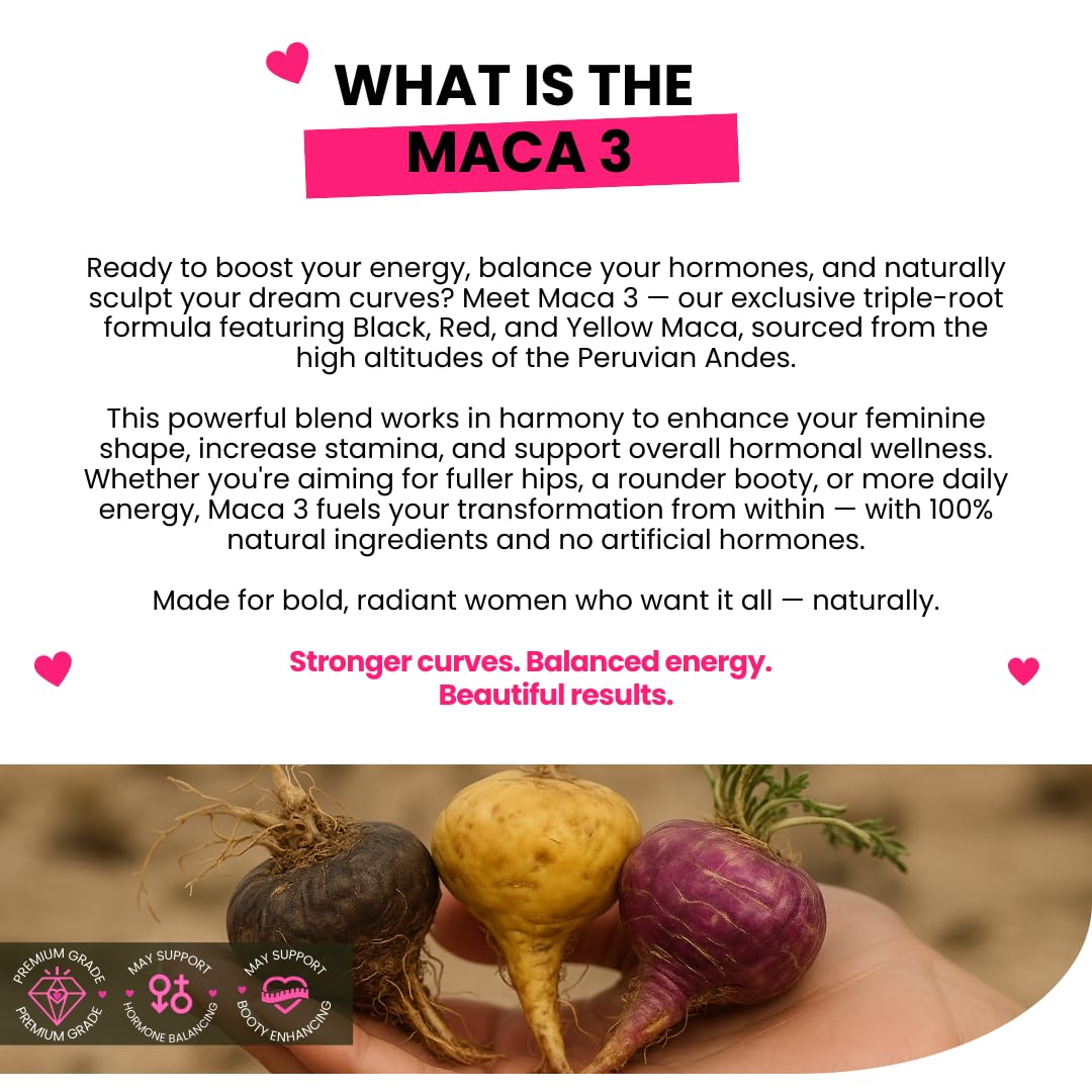 Maca 3 Capsules – Black, Red & Yellow Maca Root Blend – Feminine Balance & Natural Body Support – Herbal Formula - Medaid International