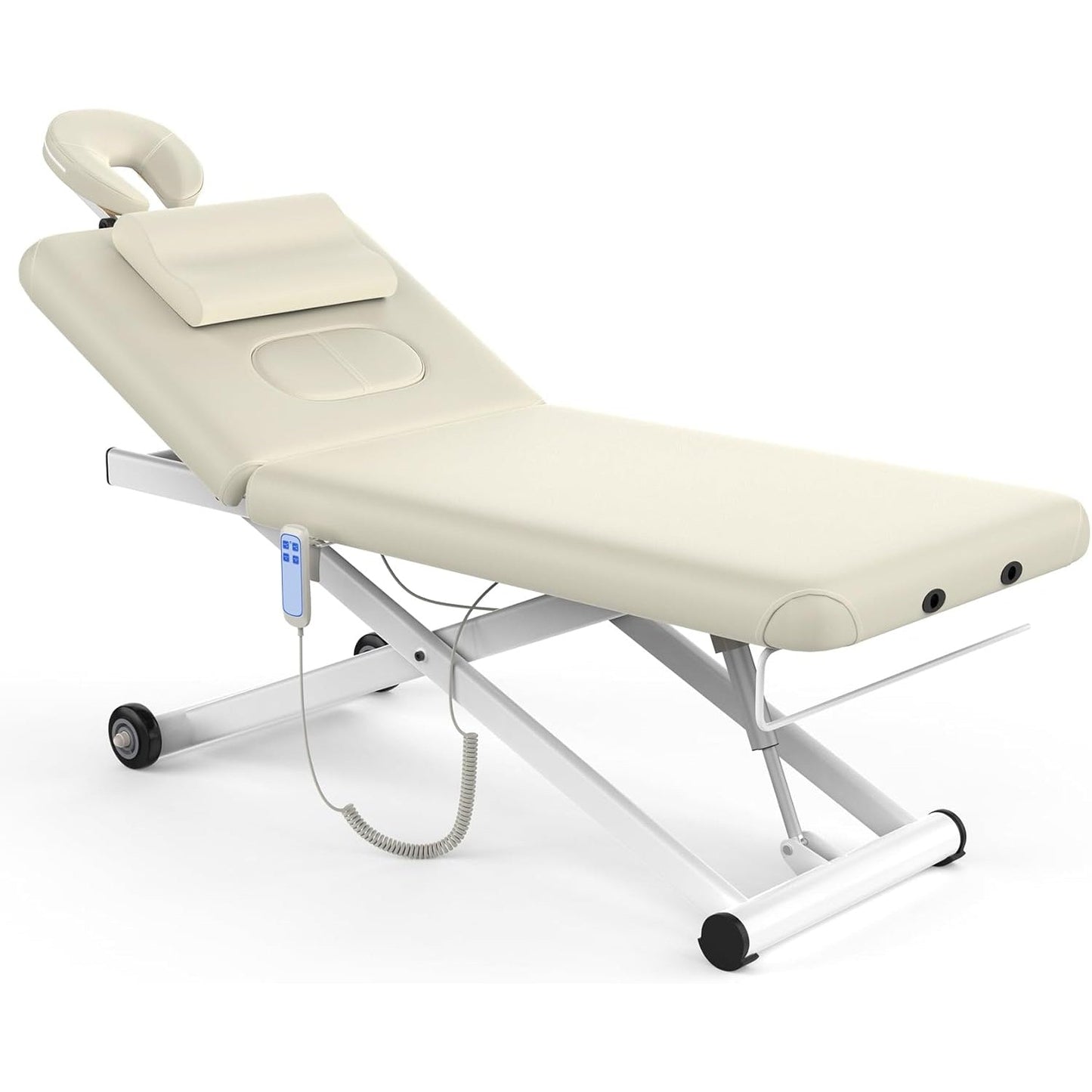 pouseayar Heavy Duty Electric Massage Table, Electric Lift and Electric Backrest 2 Motor Adjustable for Treatment/Medical Spa/Facial Bed/Beauty Bed/Massage Bed and More - 32 Wide x 75 Long - White - Medaid International