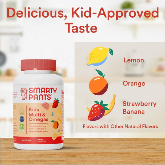 SmartyPants Kids Multivitamin Gummies: Omega 3 Fish Oil (EPA/DHA), Vitamin D3, C, Vitamin B12, B6, Vitamin A, K & Zinc - 60 count - Medaid International