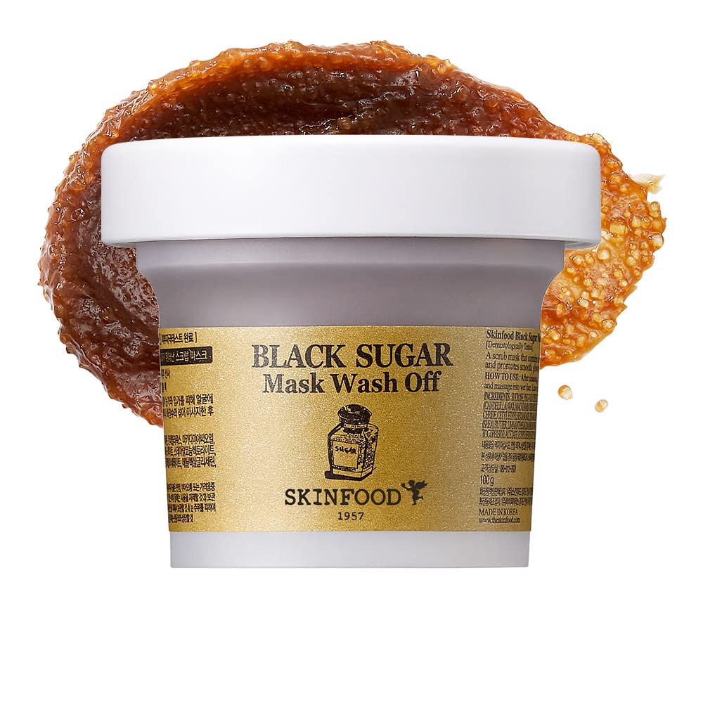 SKINFOOD Black Sugar Mask Wash Off 120g (4.23 oz), Facial Hydrating and Nourishing Blackheads Exfoliator - Medaid International