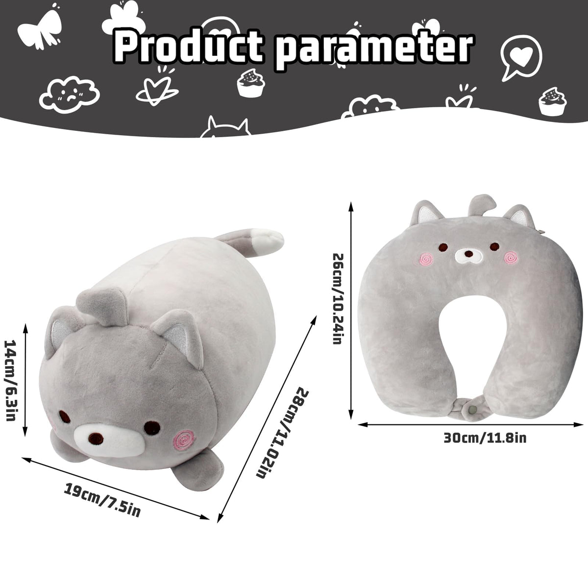 KASTWAVE Kids Travel Pillow - 2-in-1 Travel Pillow for Kids - Soft and Adorable Animals Reversible into a U-Shaped Neck Pillow for Airplane, Car, Train, or Bus