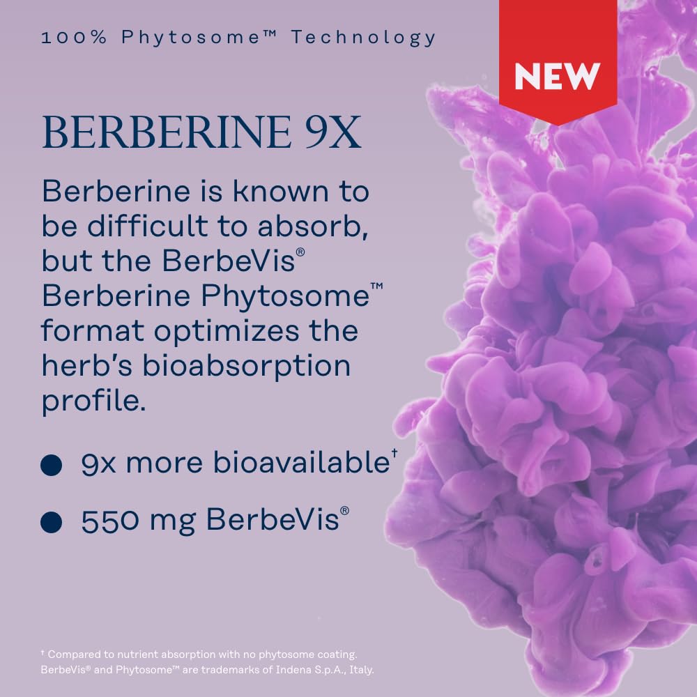 SOLARAY Berberine Phytosome - 9X Absorption and Easy-to-Digest - Standardized to 30% Berberine HCl - Vegan, Made Without Soy - 60-Day Guarantee - 30 Servings, 30 VegCaps - Medaid International