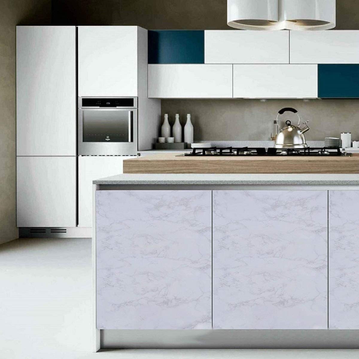 practicalWs Marble Paper Granite Gray/White Roll Kitchen Countertop Cabinet Furniture is Renovated Thick PVC Easy to Remove Without Leaving Glue Upgrade 17.71" x 196.8" - Medaid International