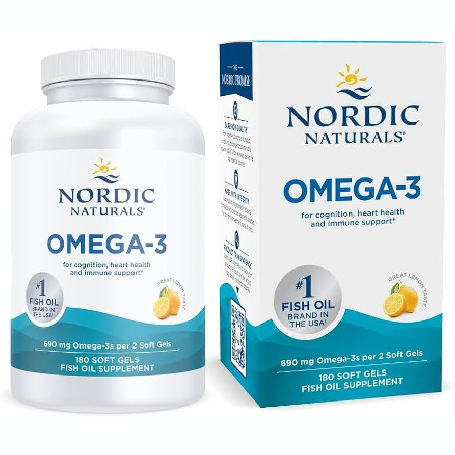 Nordic Naturals Omega-3, Lemon Flavor - 180 Soft Gels